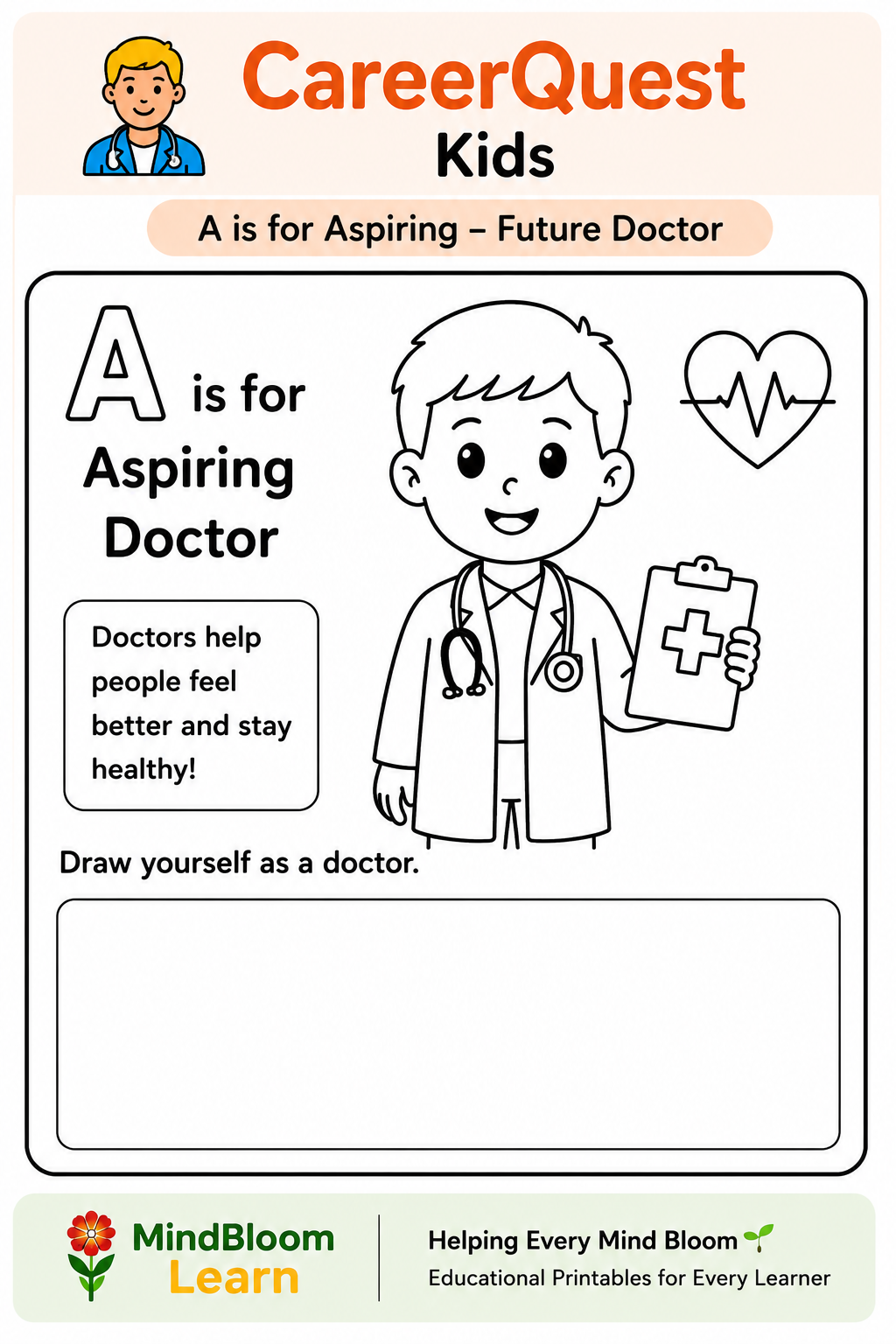 CareerQuest Kids Letter A worksheet preview