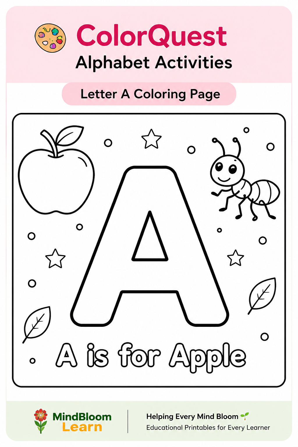 ColorQuest Letter A worksheet preview