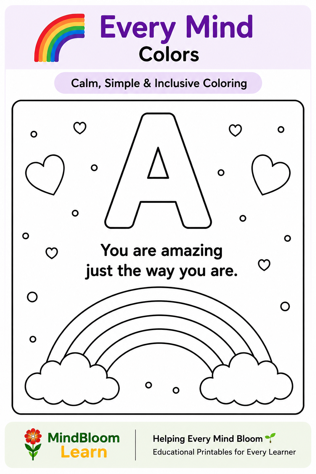 Every Mind Colors Letter A worksheet preview