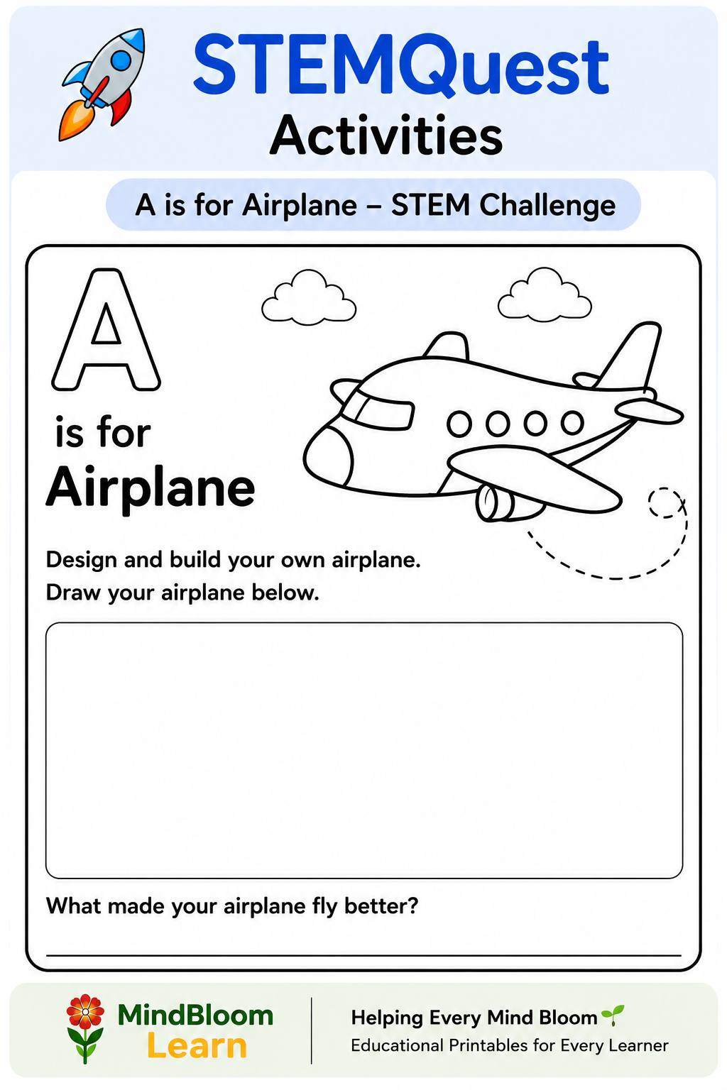 STEMQuest Letter A worksheet preview