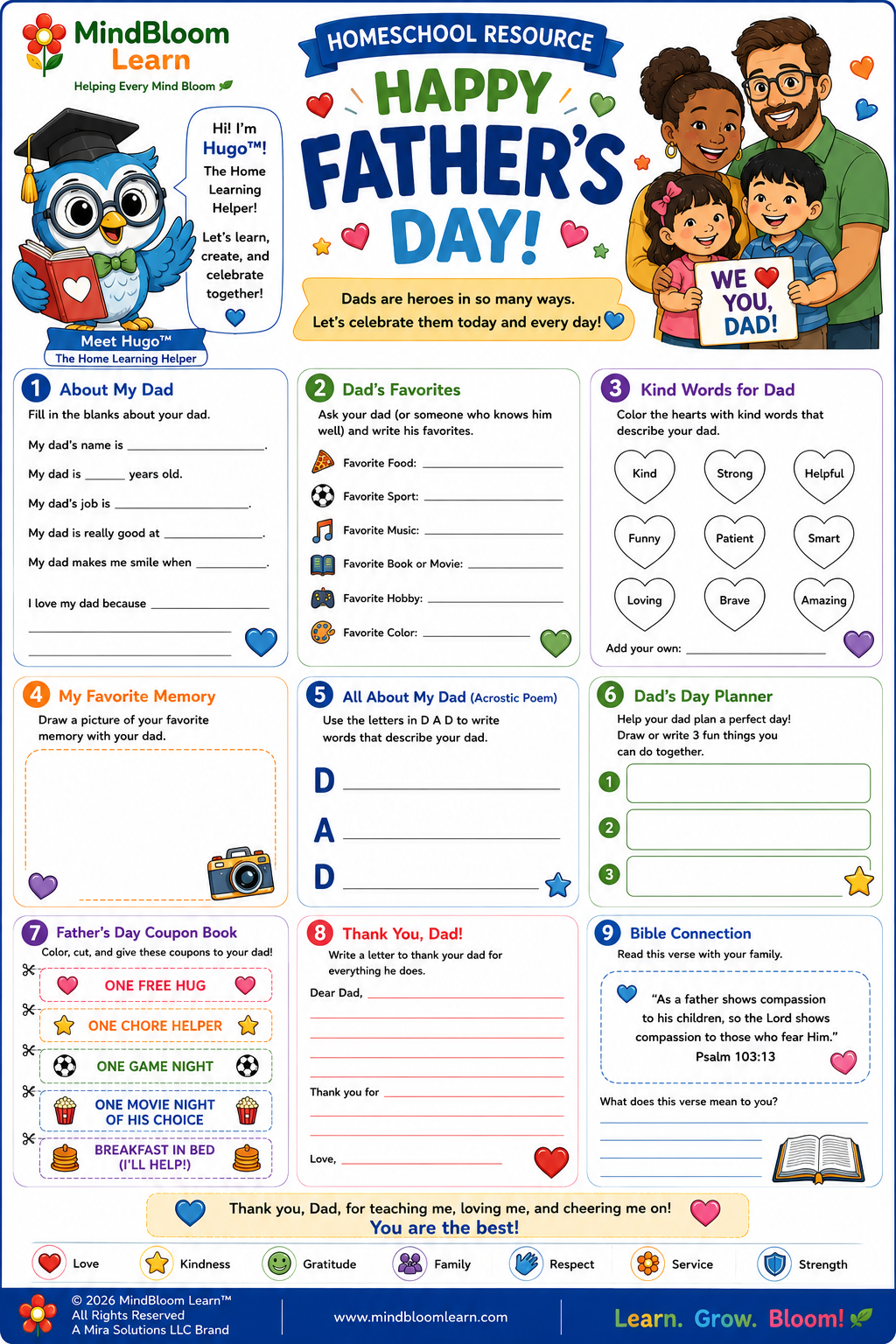 Homeschool Father's Day activity